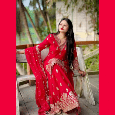 Royal Red Silk Bridal Lehenga - Image 2