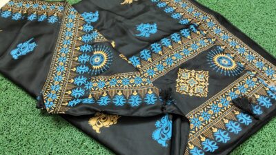 বোধুয়া বেনারশি প্রিন্ট শাড়ি কালো কালার - Image 2