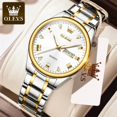 Olevs Luxury Men’s Quartz Watch (White ) - Image 2