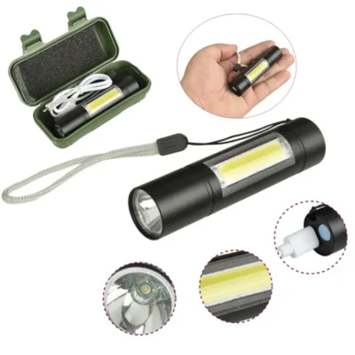 USB Charging Powerful Flashlight 3800LM XPE COB LED Flash Light Torch Lamp+Battery+Box - Image 2