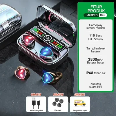 M20 Pro Earphone Bluetooth Wireless Headphones with Microphone - Image 3