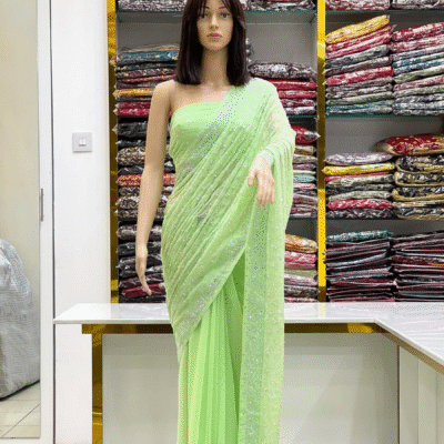 Glittering Glow Gemstone Saree. - Image 3
