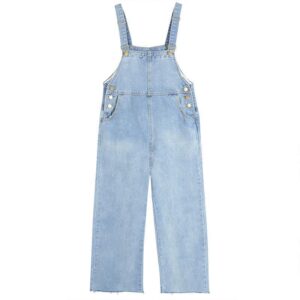Autumn Student Pants Loose Straight Leg Suspenders Jeans Female High Waist Slim Suspenders